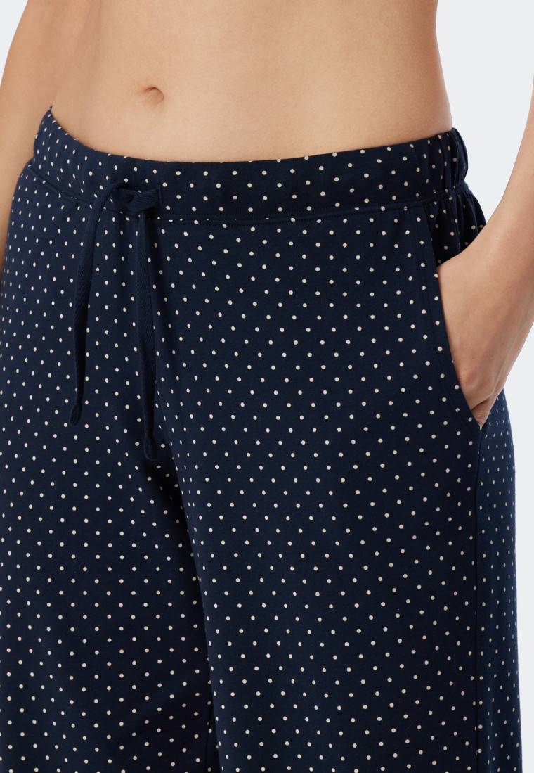 Schiesser Loungehose lang Jersey Punkte dunkelblau gemustert - Mix+Relax Vatertagsangebot
