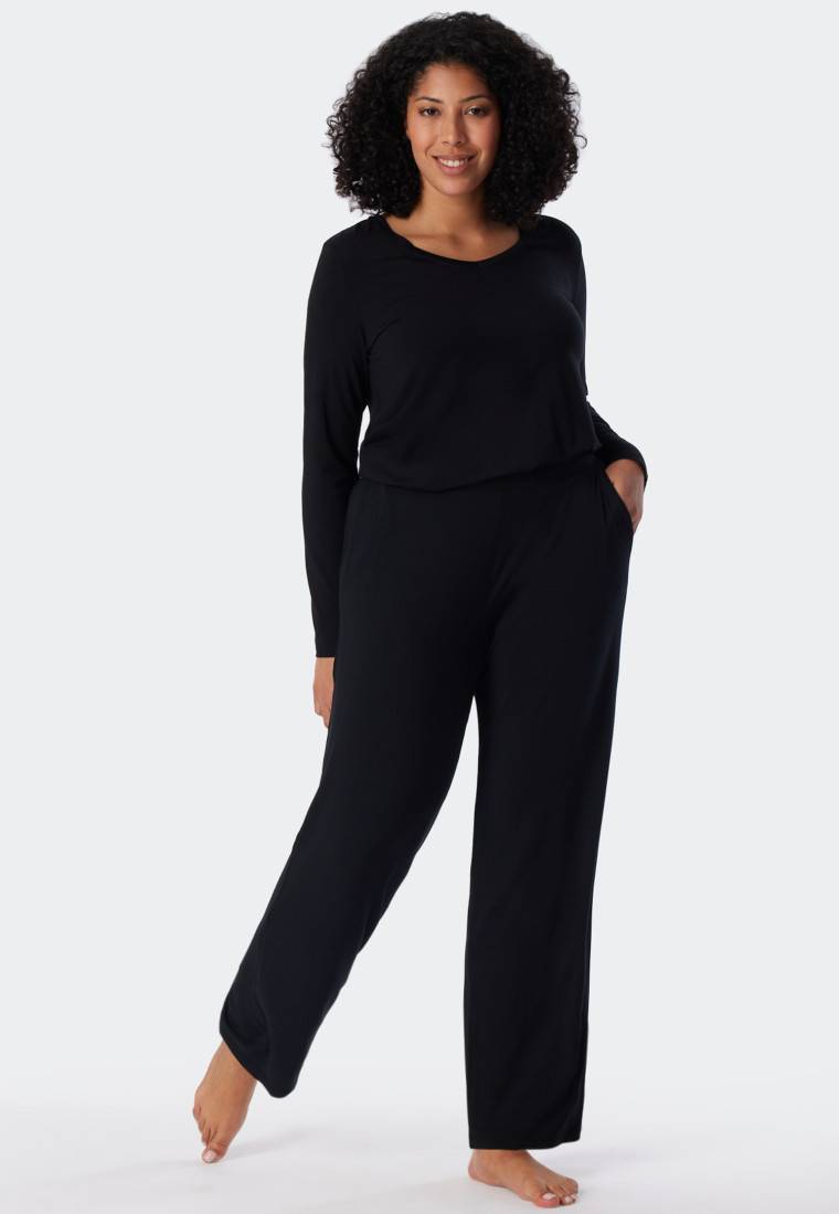 Schiesser Loungehose lang Modal Marlene-Schnitt schwarz - Mix+Relax