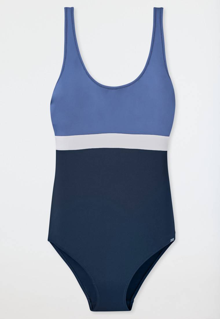 Schiesser Badeanzug Schwimmer Colorblock nachtblau - Aqua Ocean Swim Neuheiten