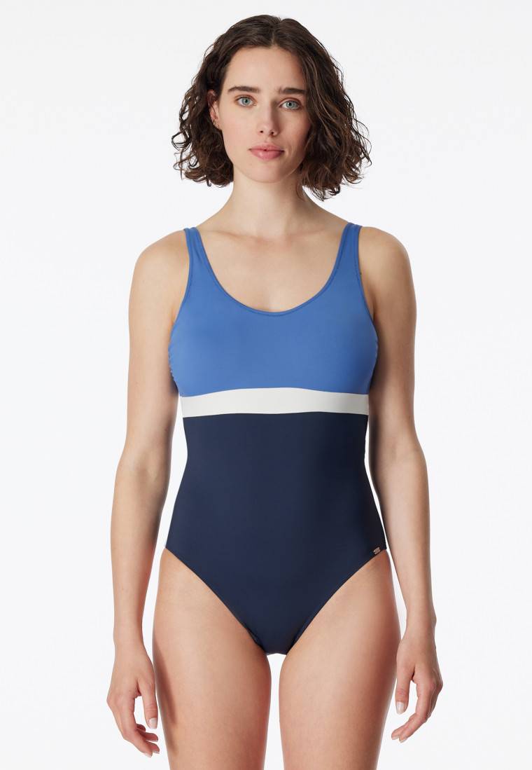 Schiesser Badeanzug Schwimmer Colorblock nachtblau - Aqua Ocean Swim Neuheiten