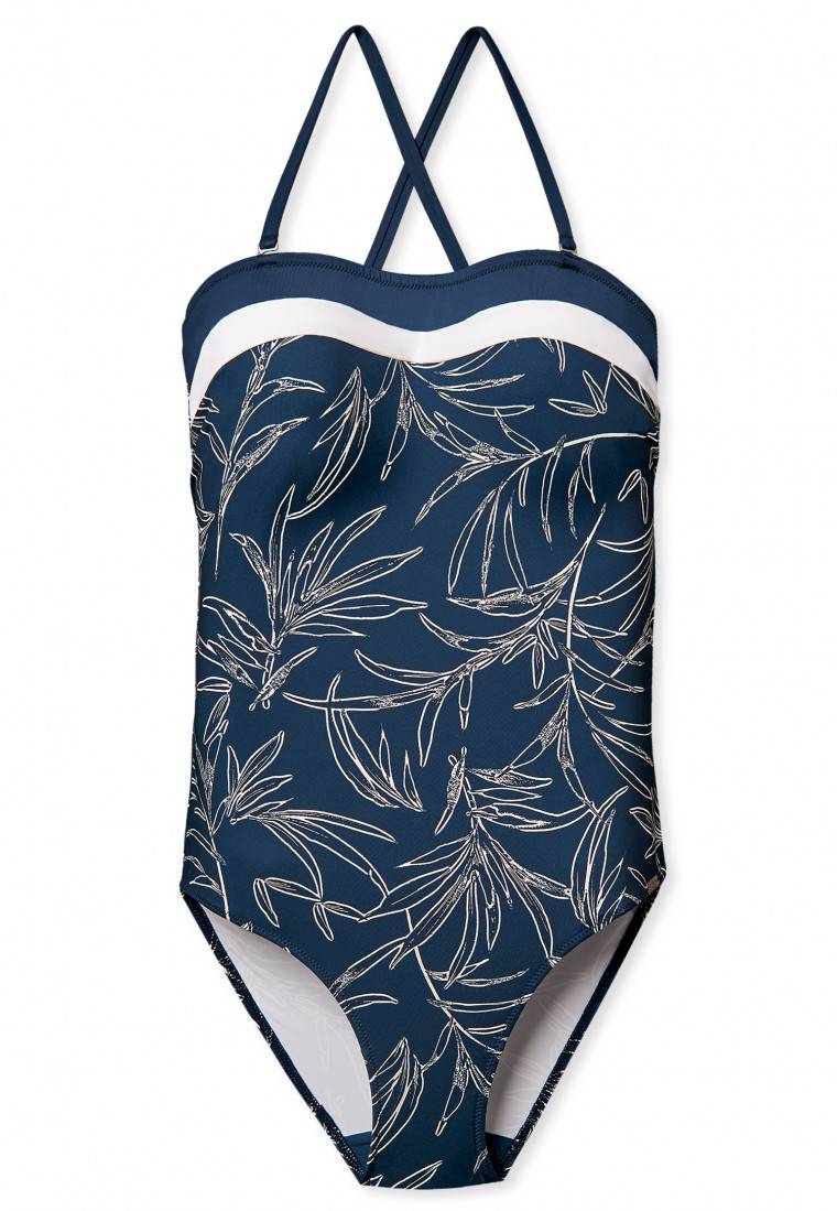 Schiesser Bandeau-Badeanzug variable Träger Softcups mit Support multicolor - Aqua Ocean Swim Bestseller