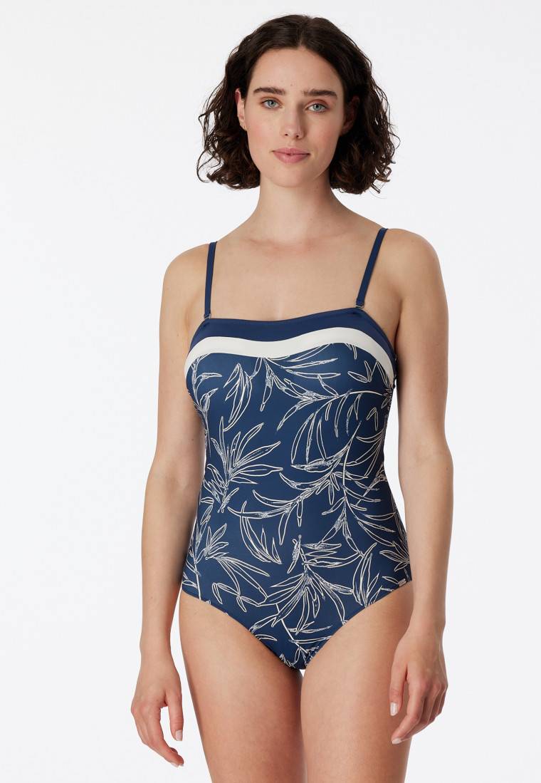 Schiesser Bandeau-Badeanzug variable Träger Softcups mit Support multicolor - Aqua Ocean Swim Bestseller