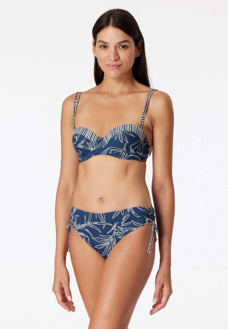 Schiesser Bandeau Bügel-Bikini Softcups variable Träger Midi-Slip verstellbare Seiten blau gemustert - Ocean Swim Kostenlose Rückgabe