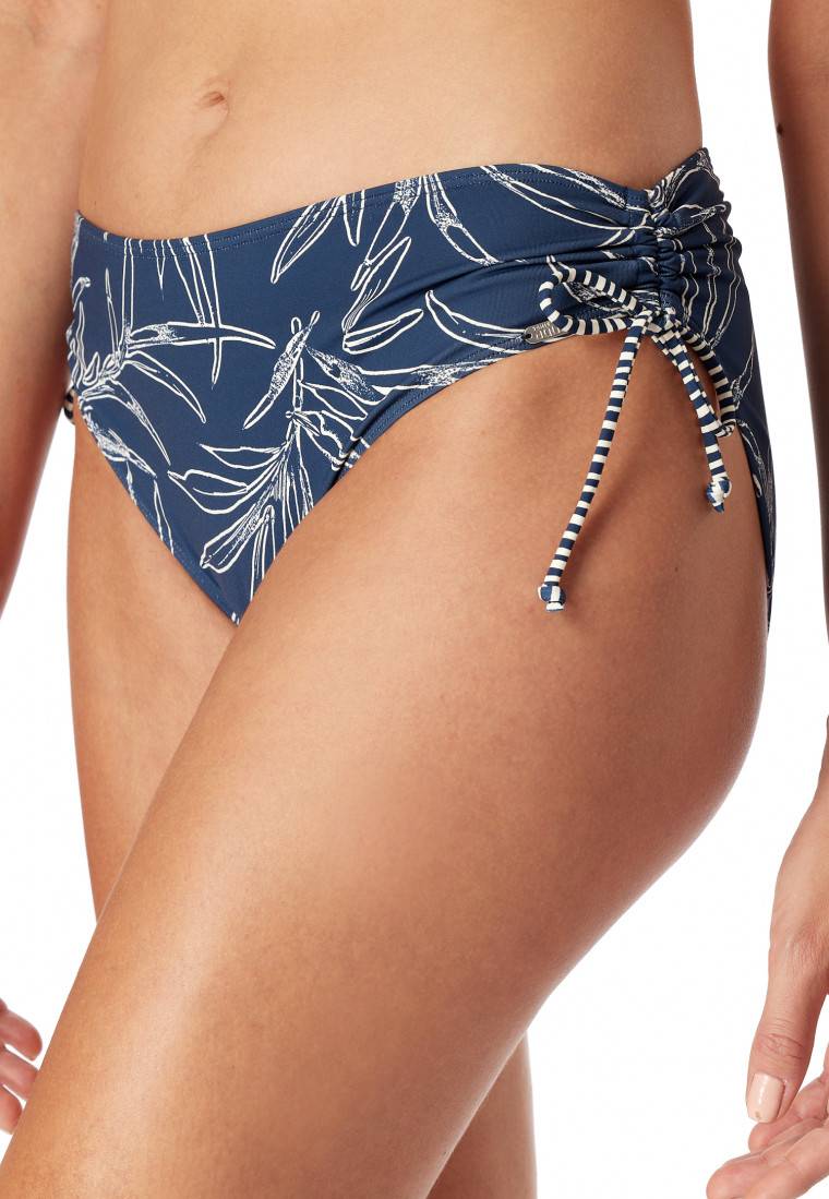 Schiesser Bandeau Bügel-Bikini Softcups variable Träger Midi-Slip verstellbare Seiten blau gemustert - Ocean Swim Kostenlose Rückgabe
