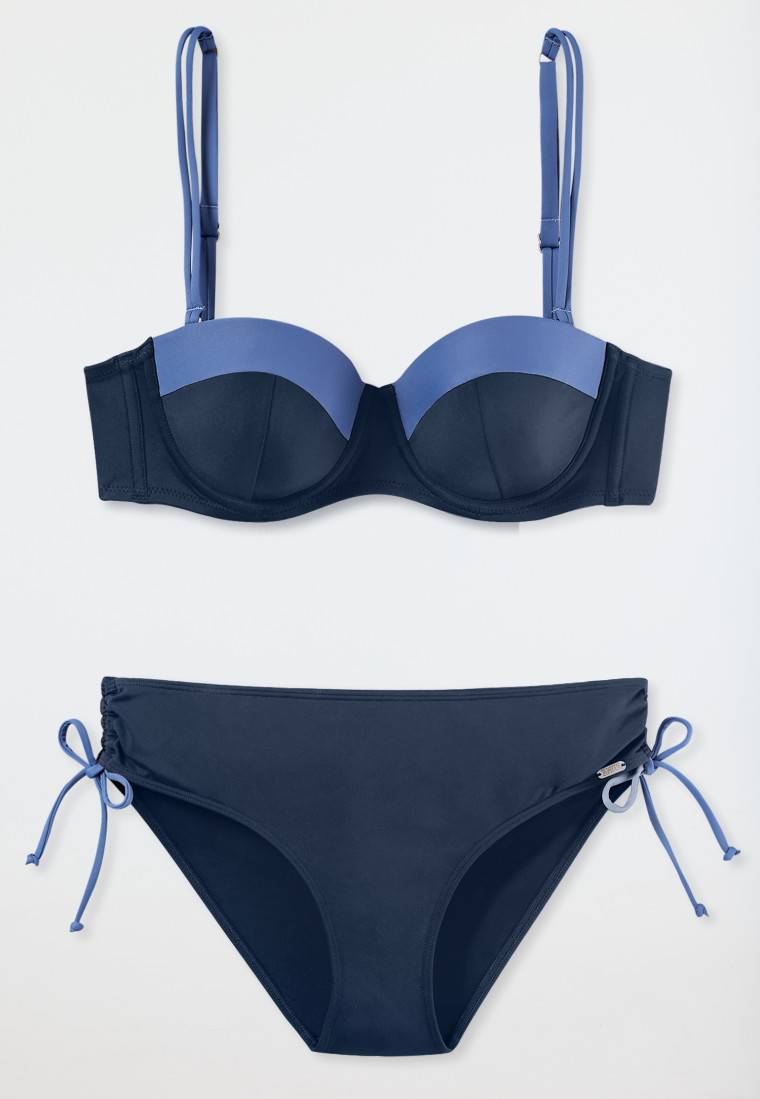 Schiesser Bandeau Bügel-Bikini Softcups variable Träger Midi-Slip verstellbare Seiten nachtblau - Ocean Swim JETZT KAUFEN