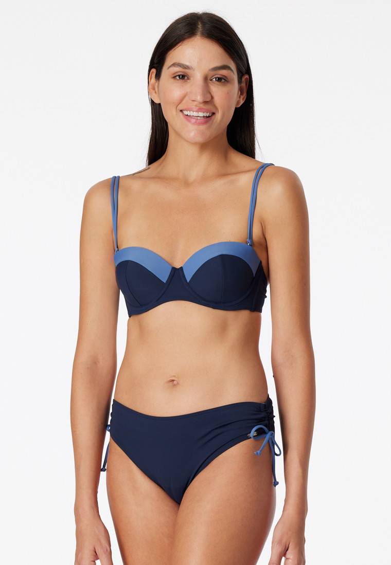 Schiesser Bandeau Bügel-Bikini Softcups variable Träger Midi-Slip verstellbare Seiten nachtblau - Ocean Swim JETZT KAUFEN