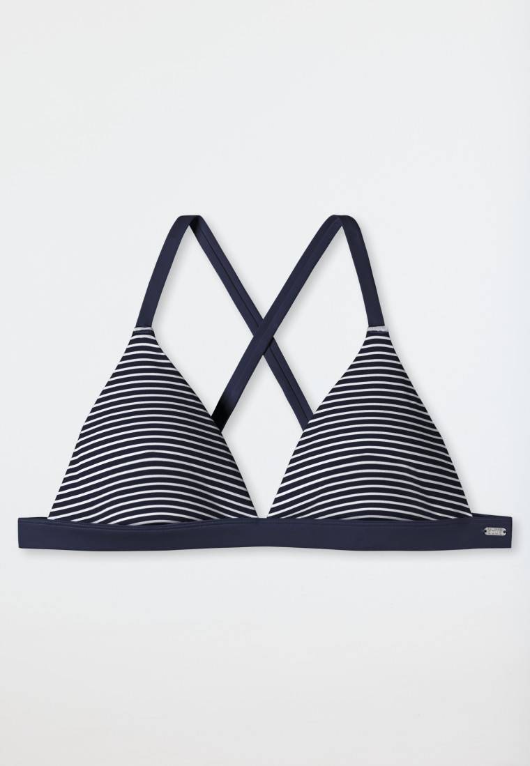 Schiesser Bikini Triangel-Top herausnehmbare Cups variable Träger Streifen dunkelblau - Mix & Match Reflections Neueste Stile