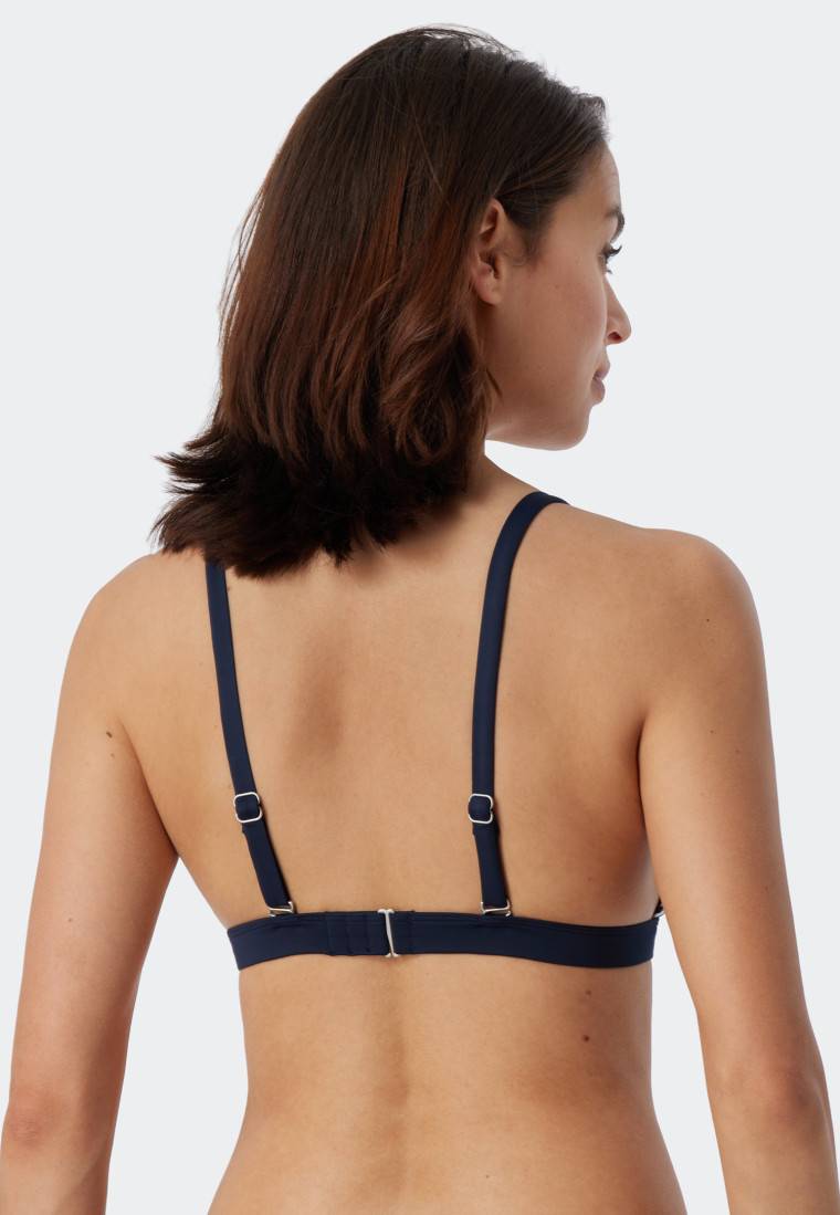 Schiesser Bikini Triangel-Top herausnehmbare Cups variable Träger Streifen dunkelblau - Mix & Match Reflections Neueste Stile