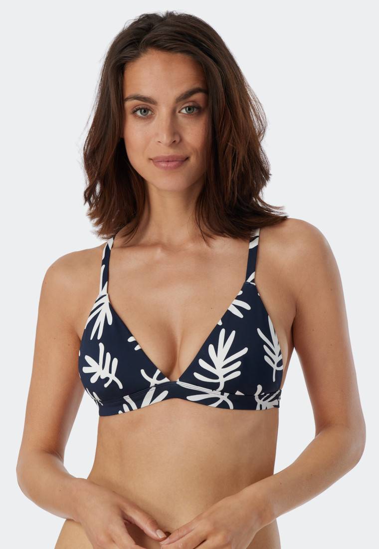 Schiesser Bikini Triangel-Top herausnehmbare Cups variable Träger Korallen dunkelblau-gemustert - Mix & Match Coral Life Letzter Tag
