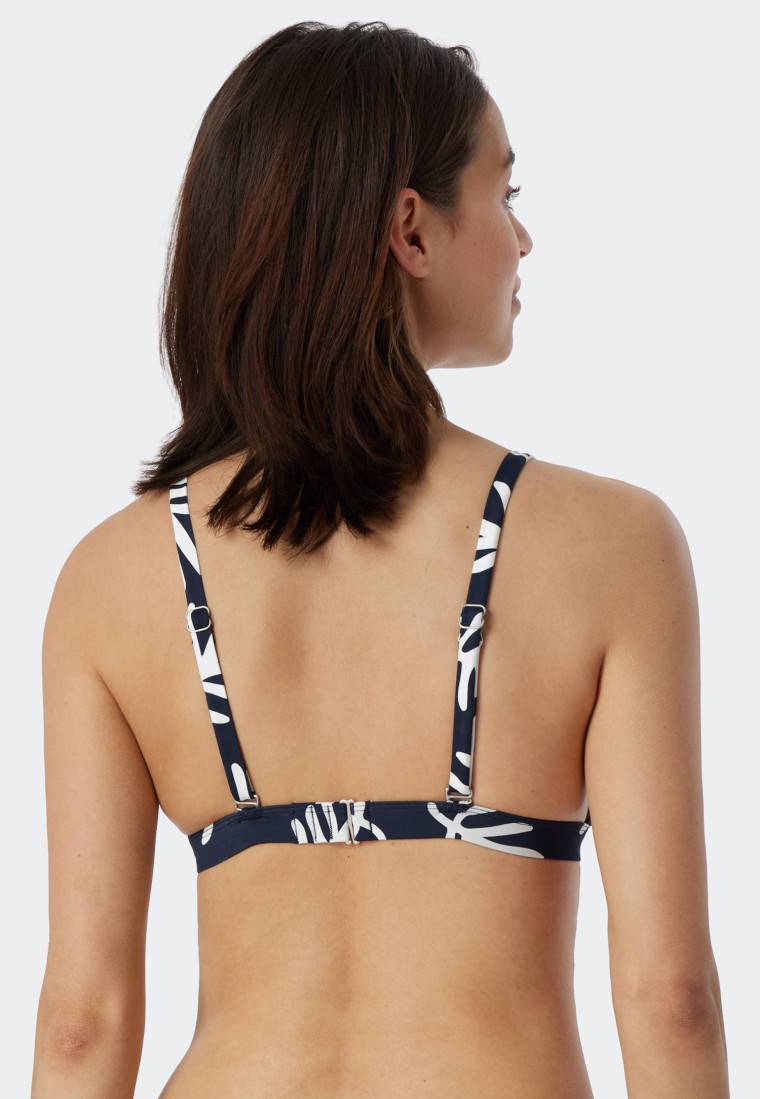 Schiesser Bikini Triangel-Top herausnehmbare Cups variable Träger Korallen dunkelblau-gemustert - Mix & Match Coral Life Letzter Tag