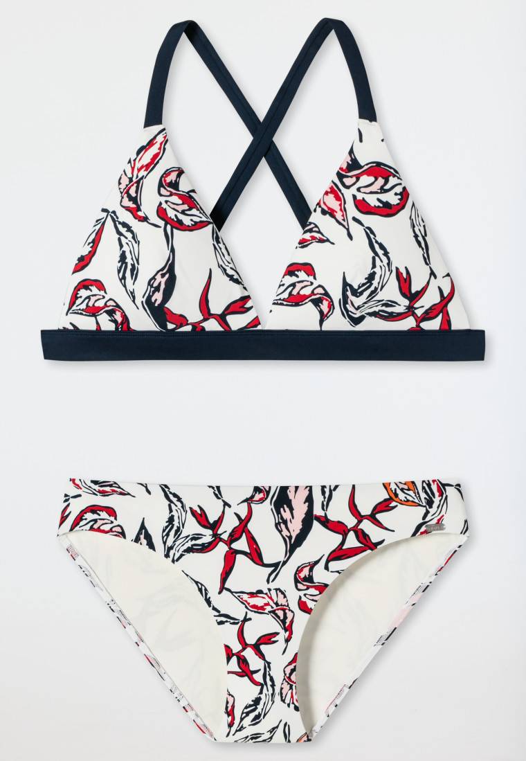 Schiesser Triangel-Bikini herausnehmbare Softcups variable Träger gefüttert Mini-Slip Blumenprint mehrfarbig - Deep Sea Bis zu 50% Rabatt