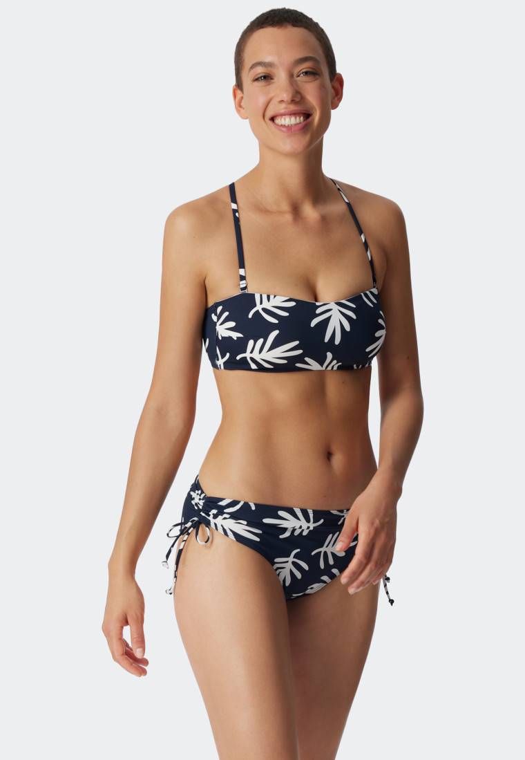 Schiesser Bandeau Bikini-Top gefüttert Softcups variable Träger Korallen dunkelblau-gemustert - Mix & Match Coral Life
