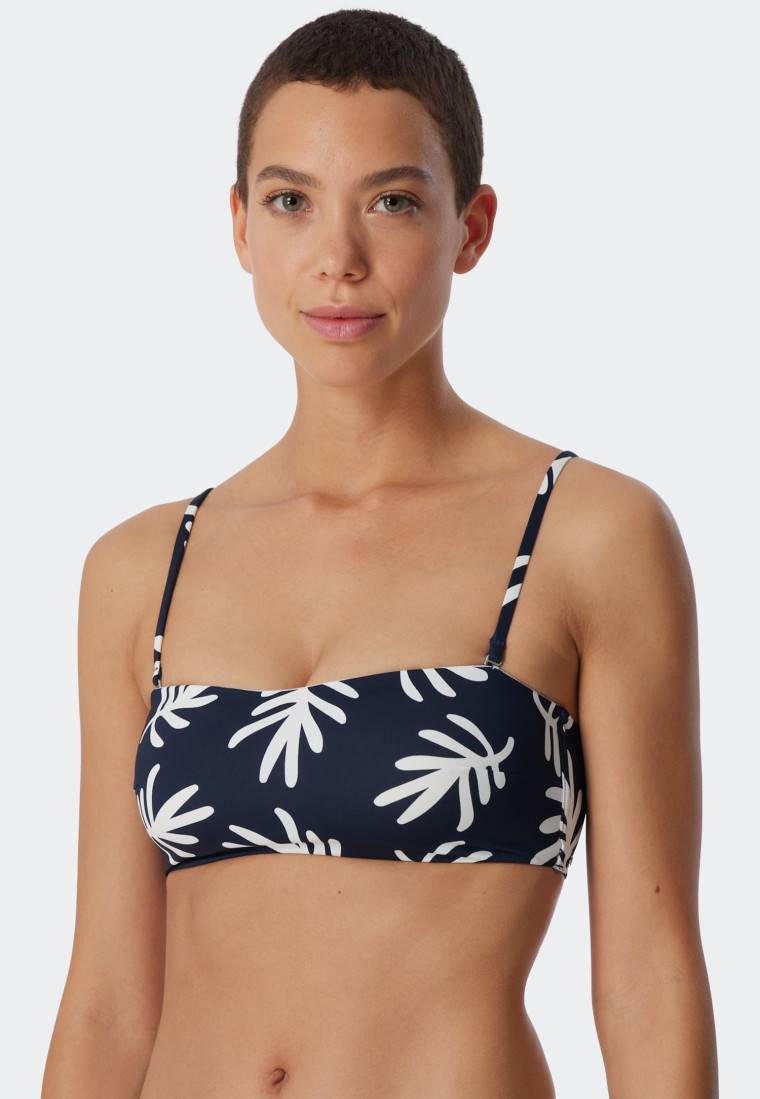 Schiesser Bandeau Bikini-Top gefüttert Softcups variable Träger Korallen dunkelblau-gemustert - Mix & Match Coral Life Bis zu 65% Rabatt