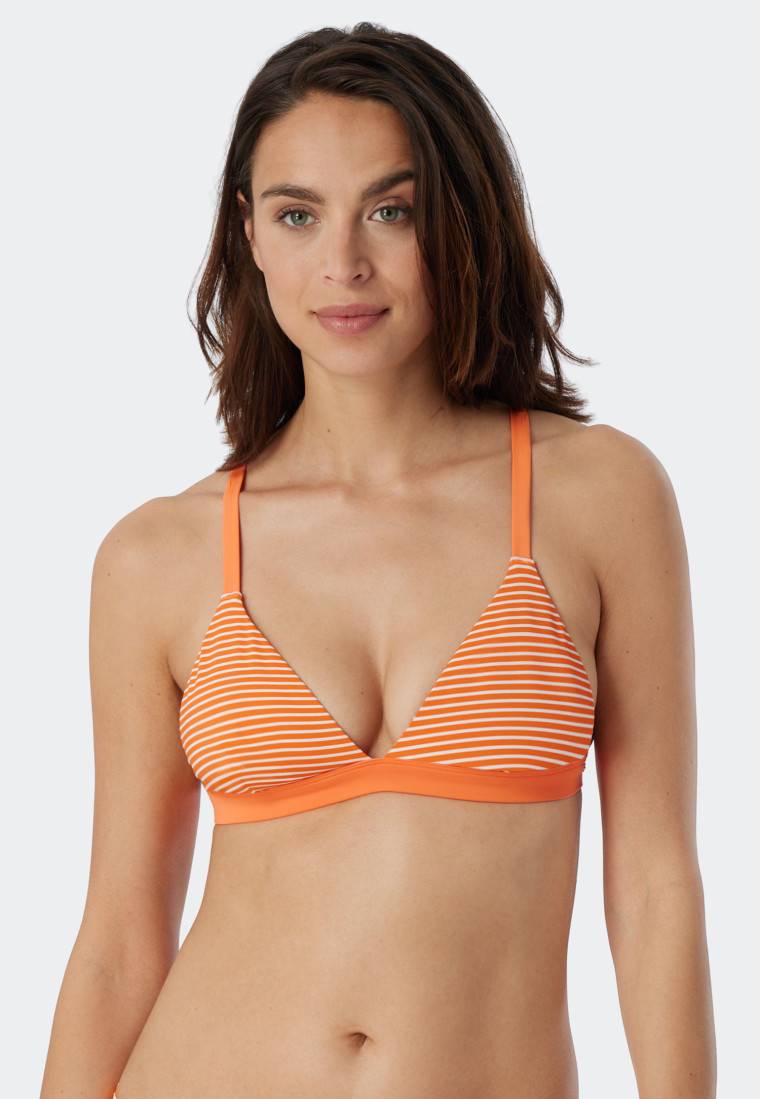 Schiesser Bikini Triangel-Top herausnehmbare Cups variable Träger Streifen orange - Mix & Match Reflections Nur für heute