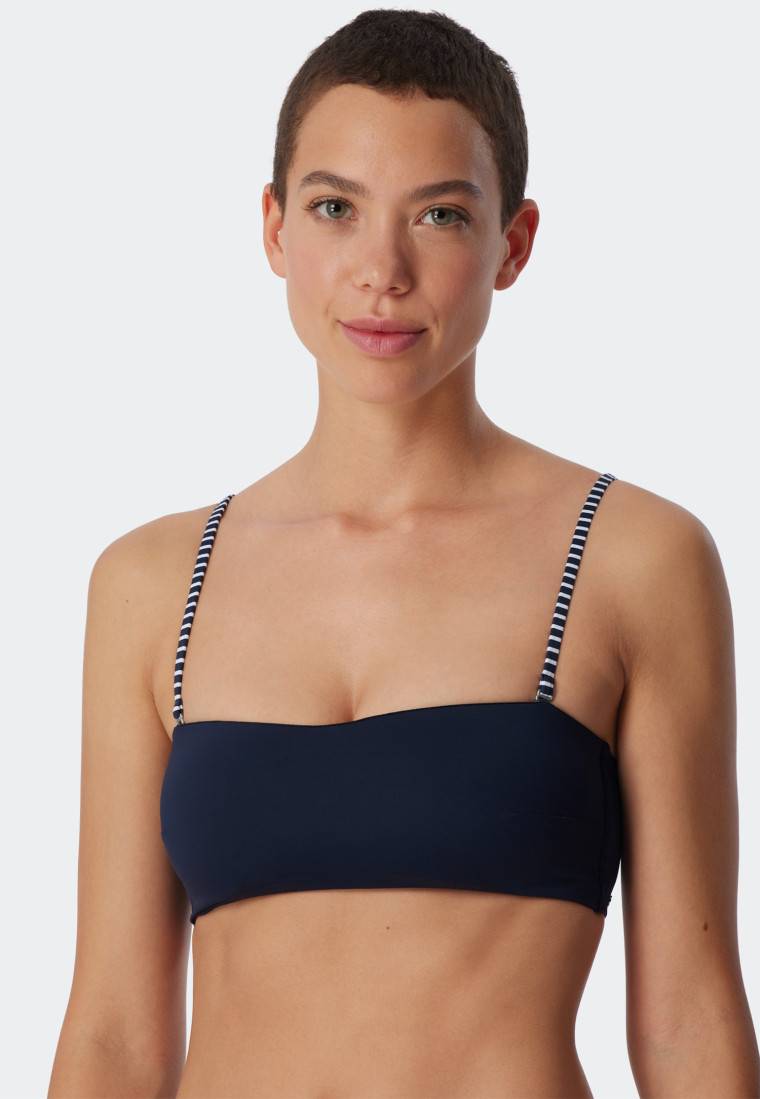 Schiesser Bandeau Bikini-Top gefüttert Softcups variable Träger dunkelblau - Mix & Match Reflections Sonderangebot der Fabrik