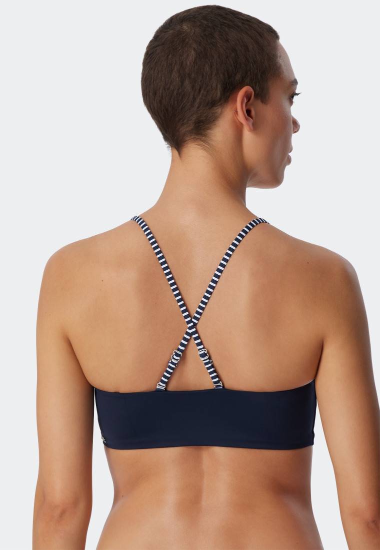 Schiesser Bandeau Bikini-Top gefüttert Softcups variable Träger dunkelblau - Mix & Match Reflections Sonderangebot der Fabrik