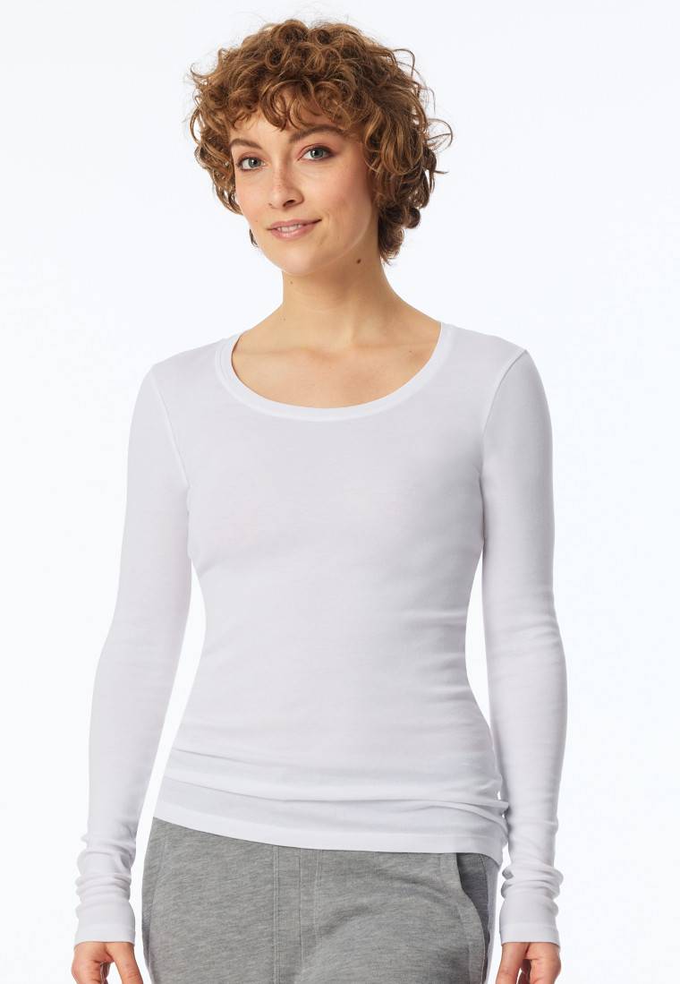 Schiesser Shirt langarm weiß - Revival Berta 50% Rabatt mit kostenlosem Versand