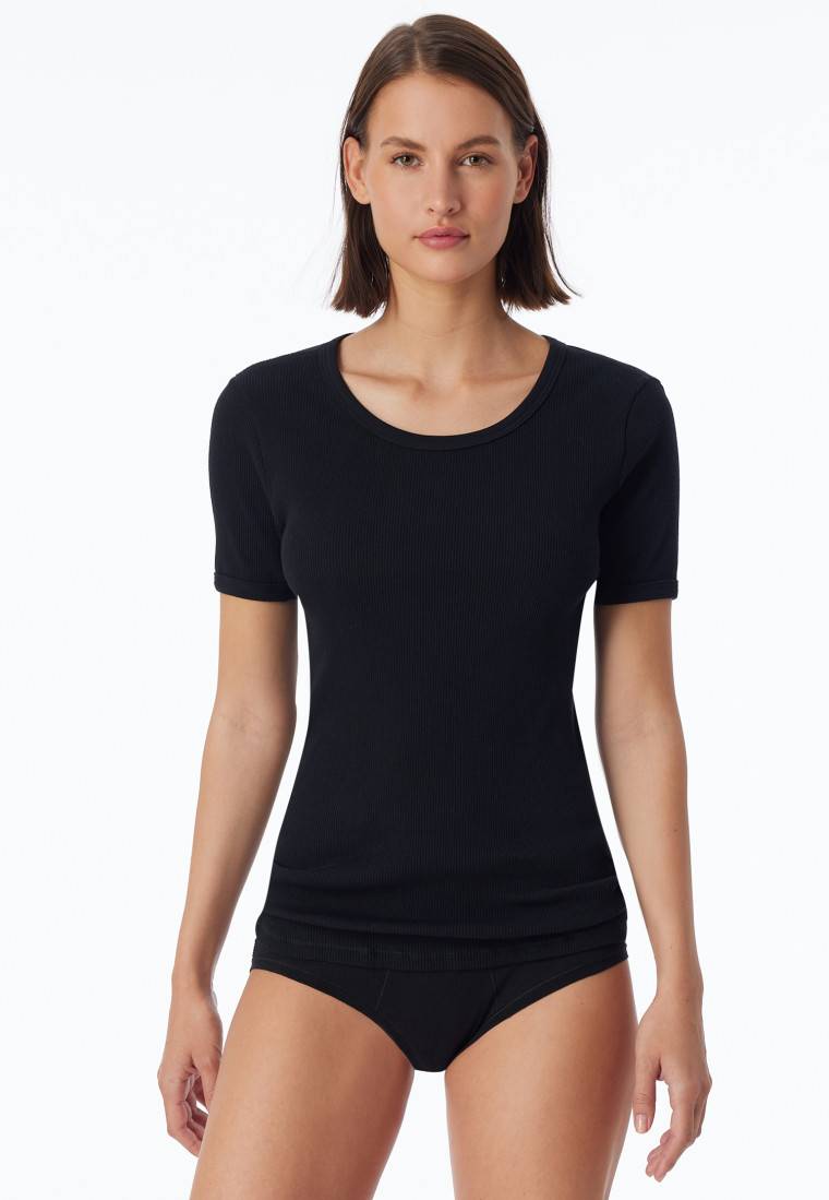 Schiesser Shirt kurzarm schwarz - Revival Greta Fabrikladen