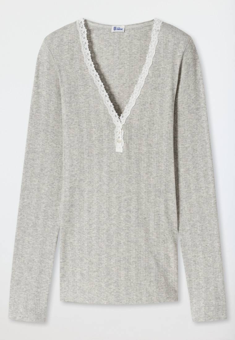 Schiesser Shirt langarm grau meliert - Revival Agathe Auslauf