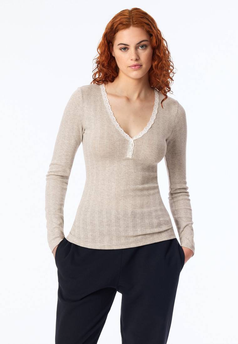 Schiesser Shirt langarm grau meliert - Revival Agathe Auslauf