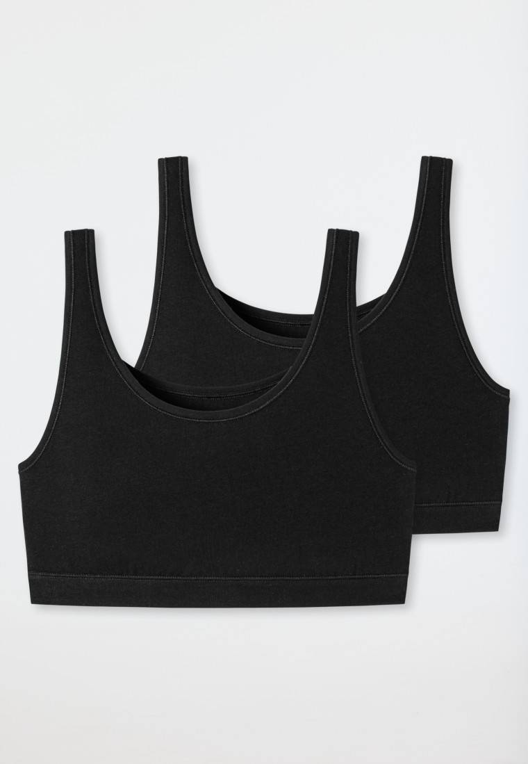 Schiesser Bustier 2er-Pack ohne Cups Organic Cotton schwarz - 95/5 Sonderangebot