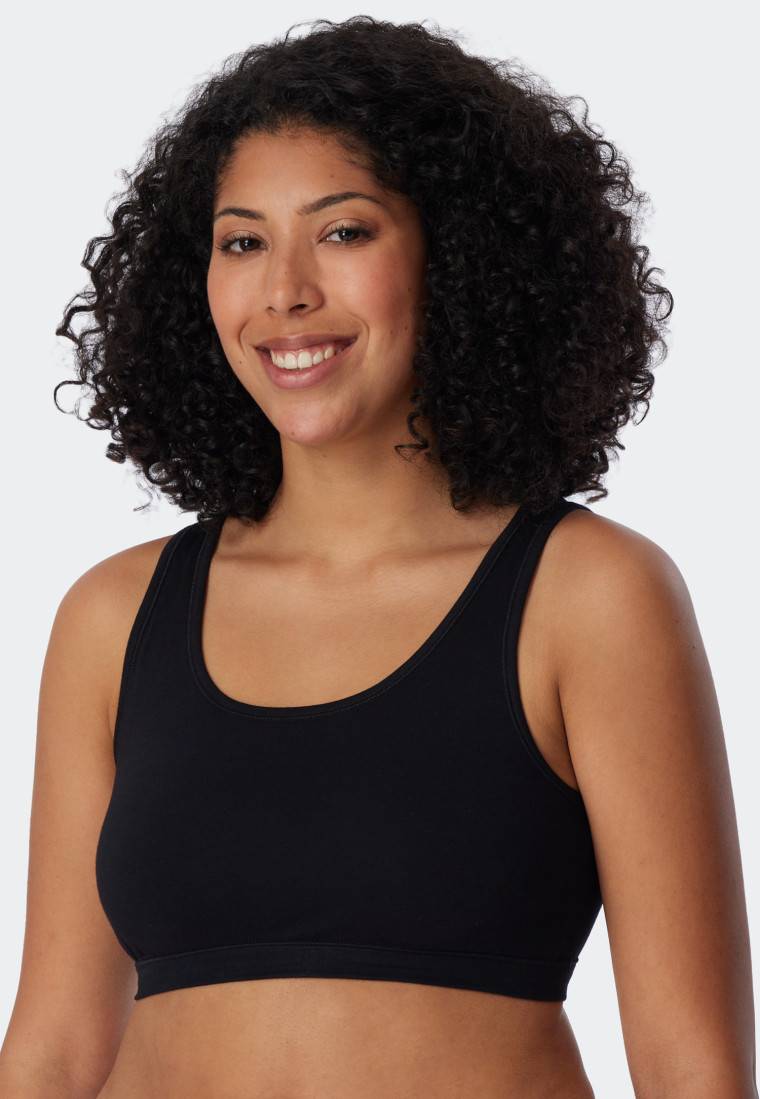 Schiesser Bustier 2er-Pack ohne Cups Organic Cotton schwarz - 95/5 Sonderangebot