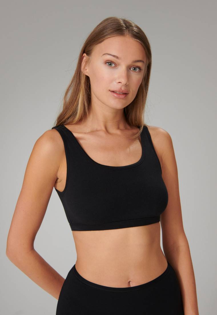 Schiesser Bustier 2er-Pack ohne Cups Organic Cotton schwarz - 95/5 Sonderangebot