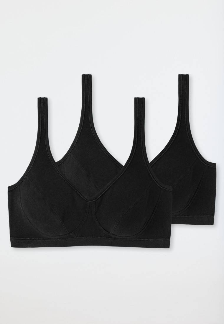 Schiesser Bustier 2er-Pack mit Cups Organic Cotton schwarz - 95/5 Rabatt
