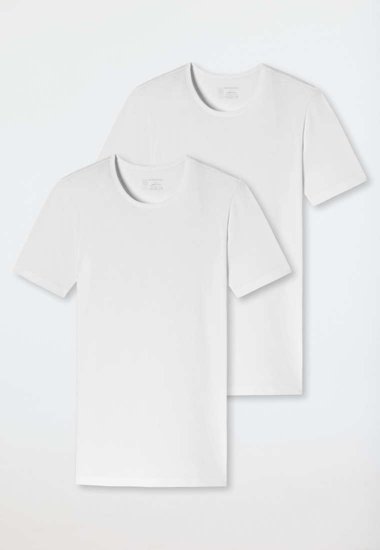Schiesser Shirts kurzarm 2er-Pack Organic Cotton Rundhals weiß – 95/5 Kauf eins, bekomm eins gratis