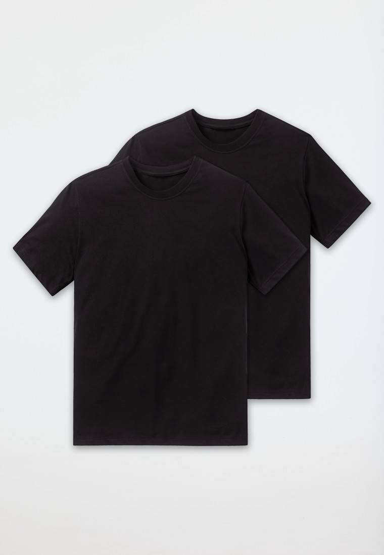 Schiesser Shirt kurzarm Jersey 2er-Pack rundhals schwarz - American T-Shirt Sonderangebote