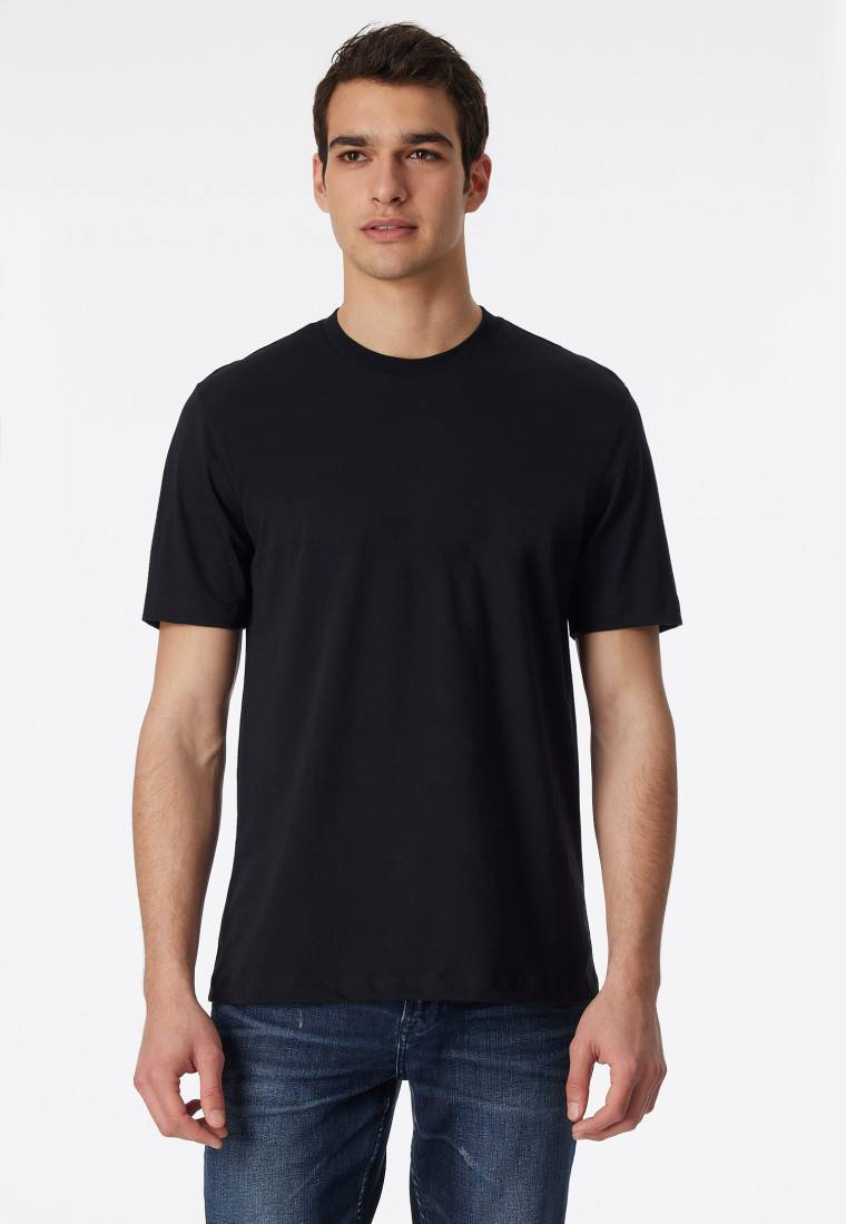 Schiesser Shirt kurzarm Jersey 2er-Pack rundhals schwarz - American T-Shirt Sonderangebote