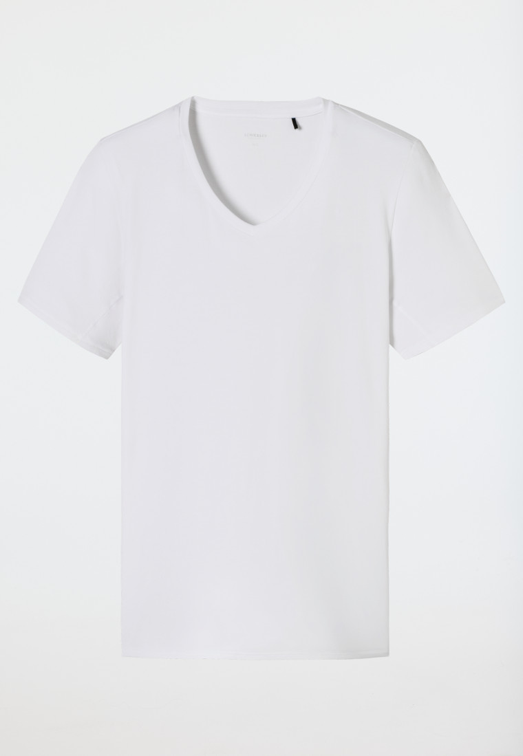 Schiesser Shirt kurzarm V-Ausschnitt weiß - Premium Cotton VIP-Rabatte