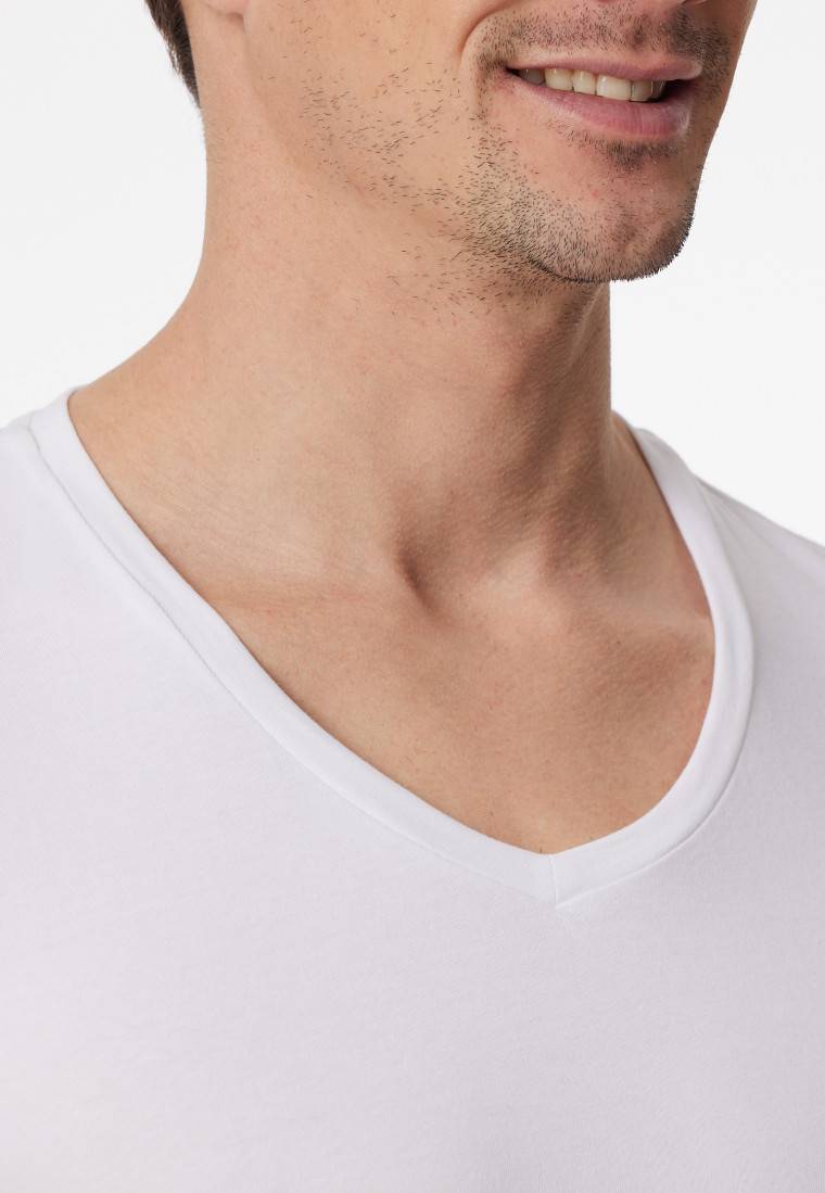 Schiesser Shirt kurzarm V-Ausschnitt weiß - Premium Cotton VIP-Rabatte