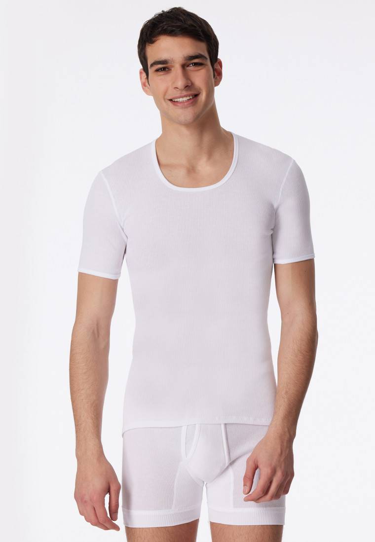 Schiesser Shirt kurzarm Doppelripp weiß - Original Classics