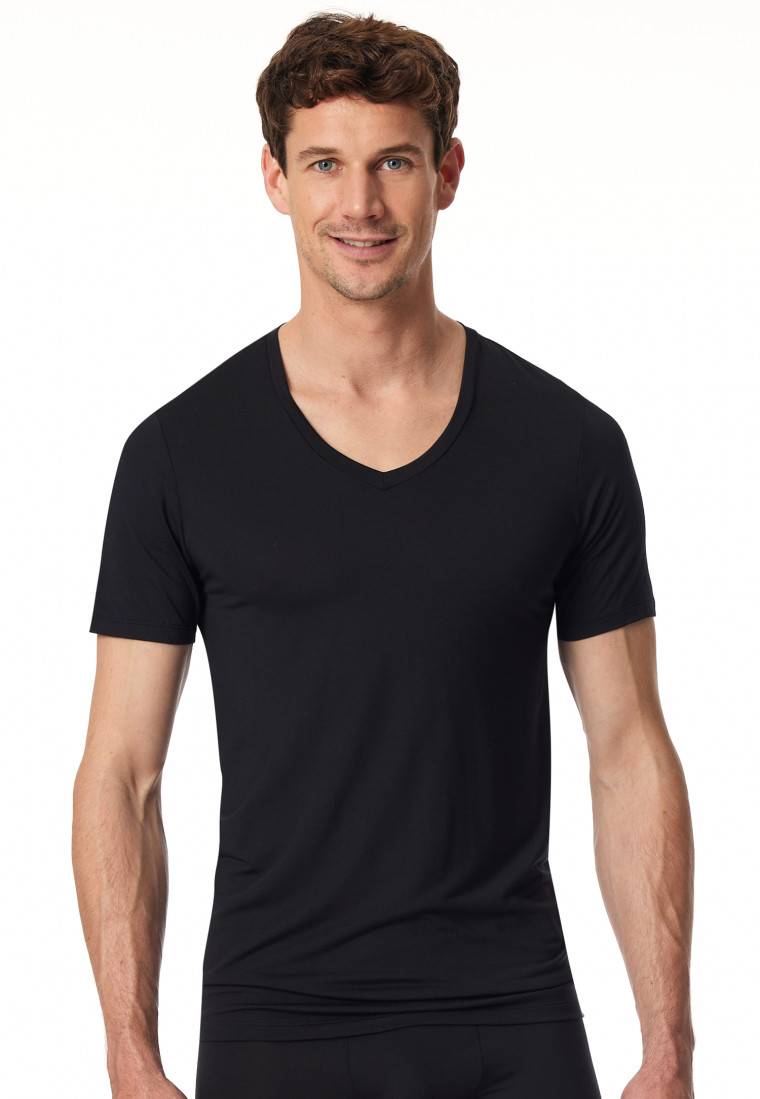 Schiesser Shirt kurzarm V-Ausschnitt schwarz - Premium Modal JETZT KAUFEN