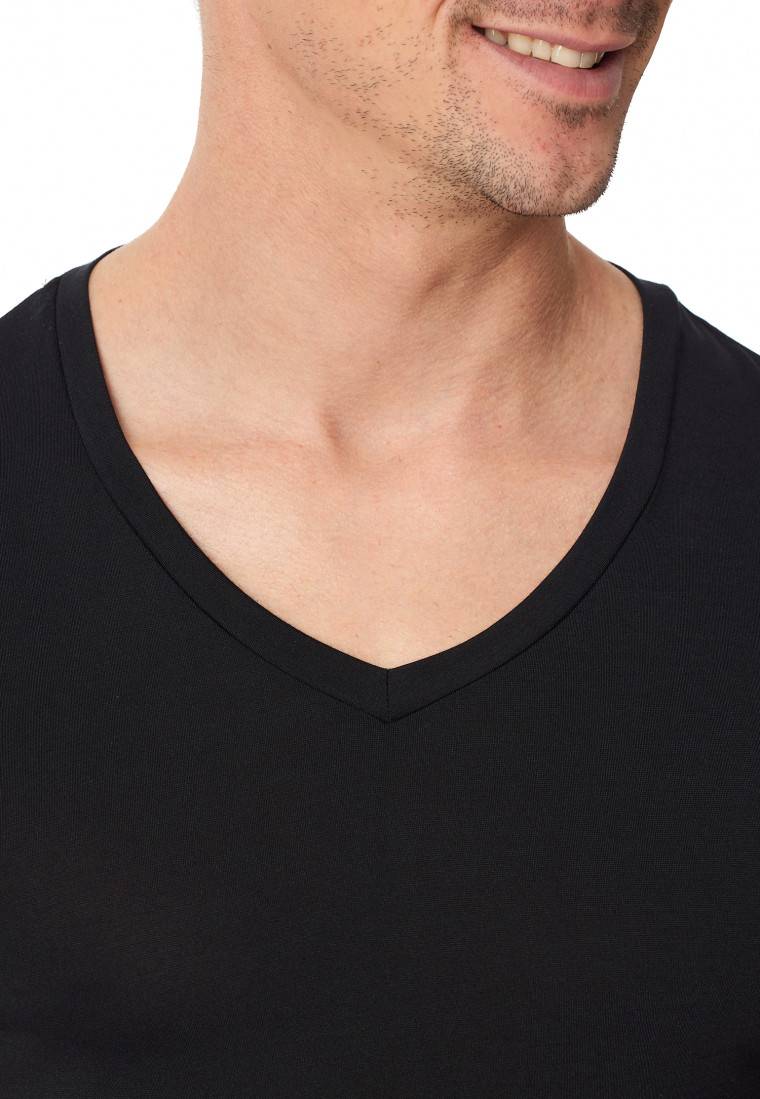 Schiesser Shirt kurzarm V-Ausschnitt schwarz - Premium Modal JETZT KAUFEN
