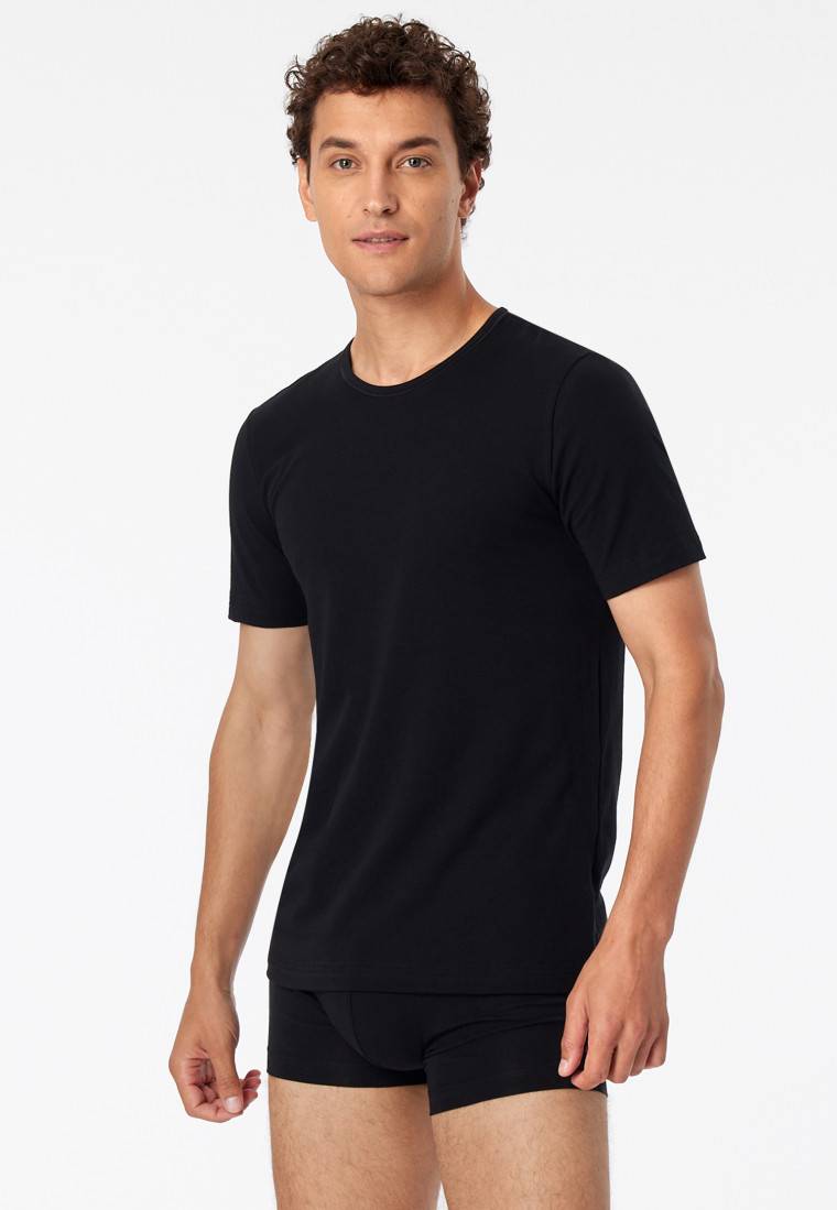 Schiesser Shirts kurzarm 2er-Pack Organic Cotton Rundhals schwarz - 95/5