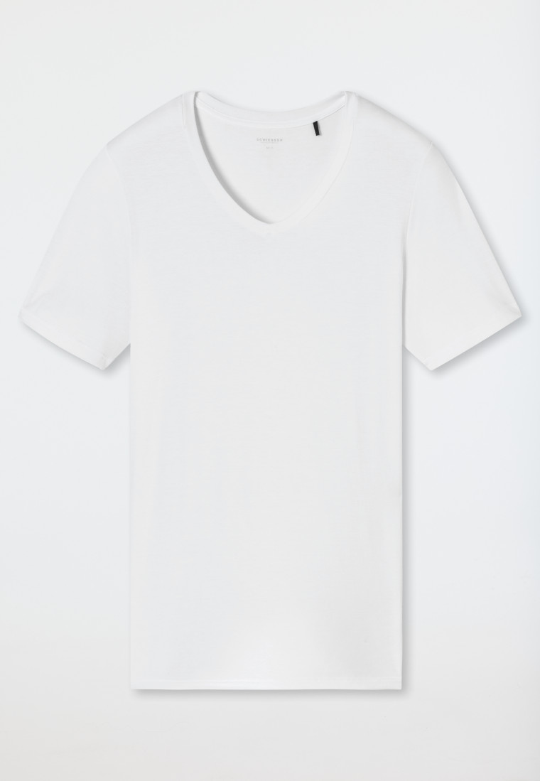 Schiesser Shirt kurzarm V-Ausschnitt weiß - Premium Modal Bis zu 60% Rabatt