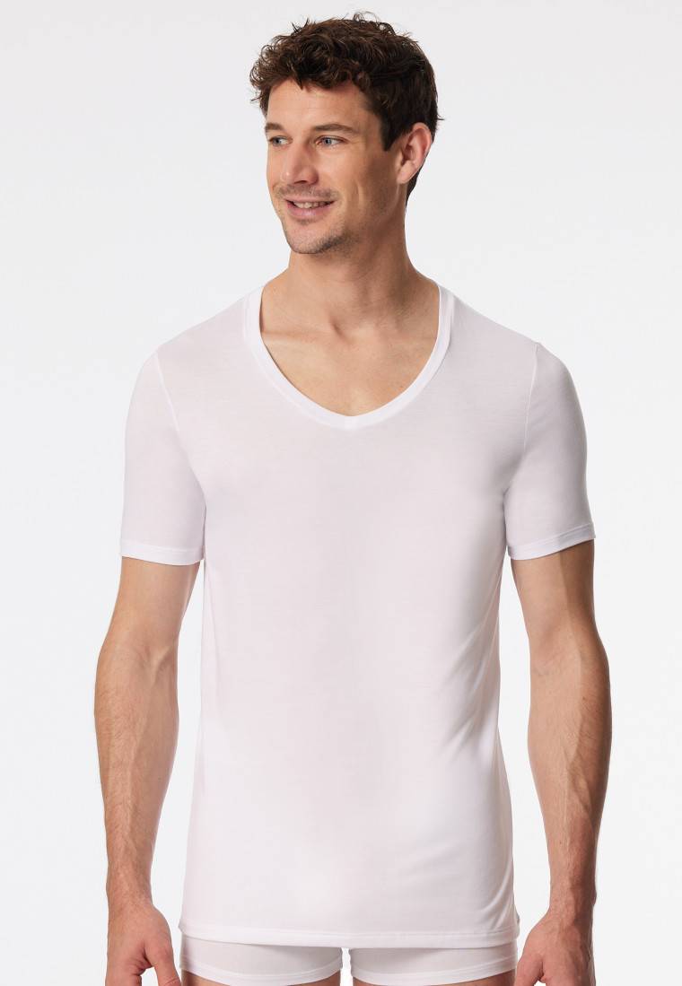 Schiesser Shirt kurzarm V-Ausschnitt weiß - Premium Modal Bis zu 60% Rabatt