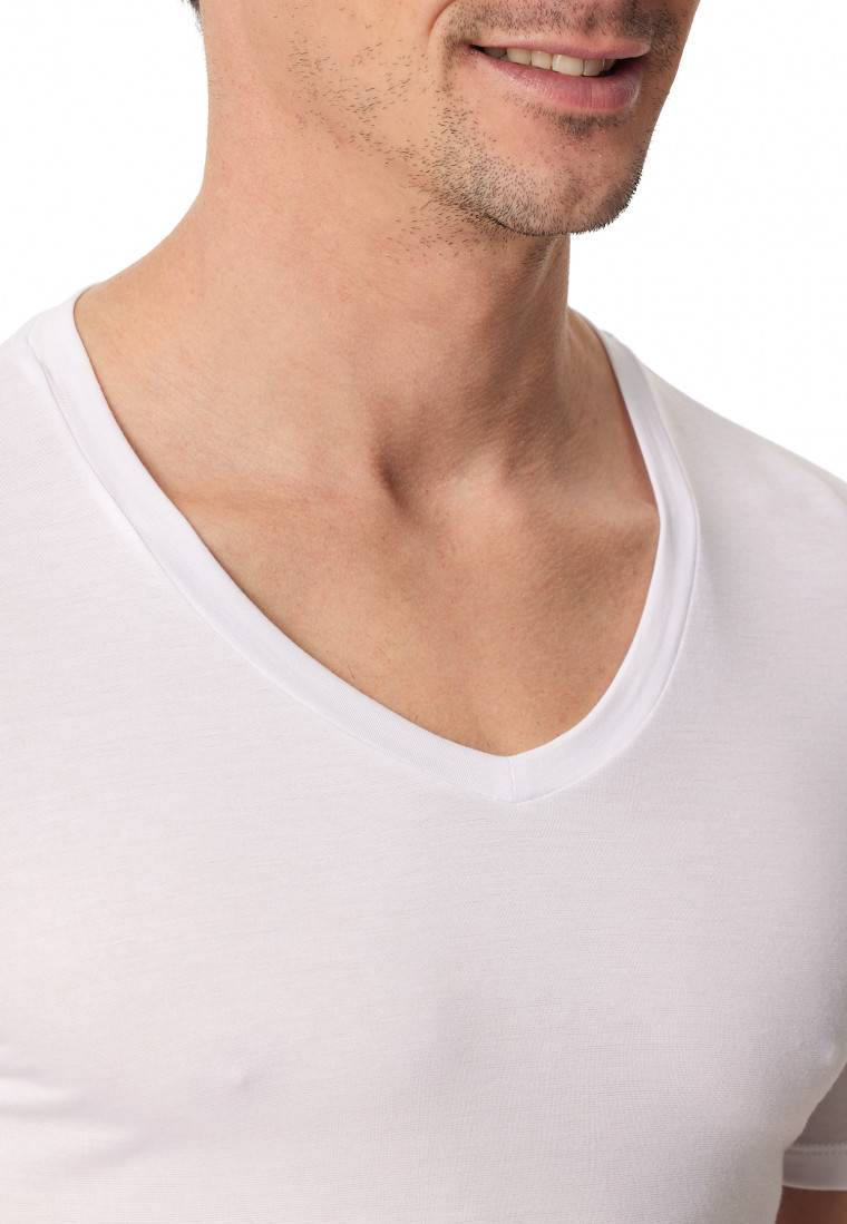 Schiesser Shirt kurzarm V-Ausschnitt weiß - Premium Modal Bis zu 60% Rabatt