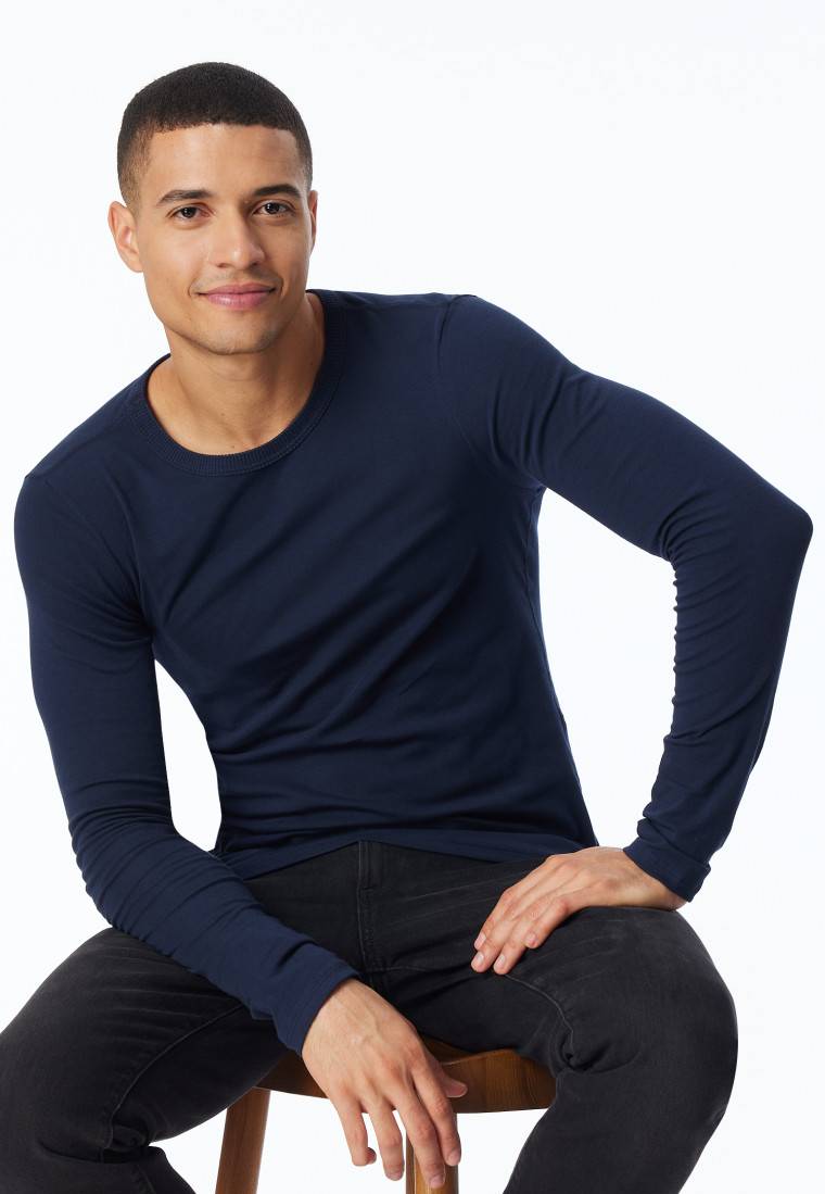 Schiesser Shirt langarm dunkelblau - Revival Ludwig