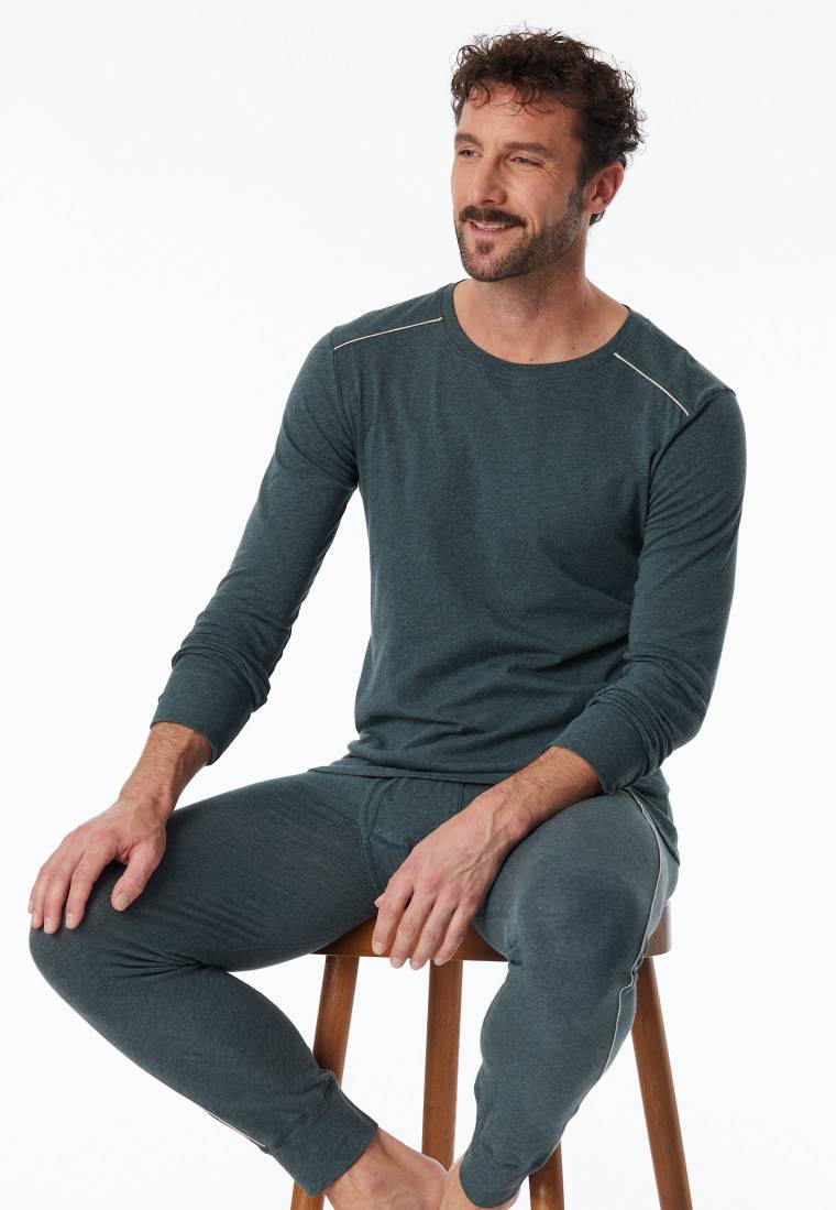 Schiesser Shirt langarm blau meliert - Comfort Fit