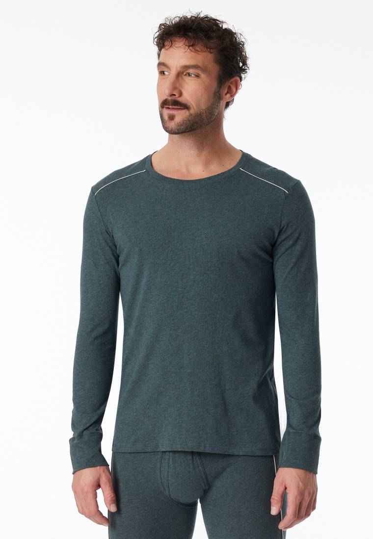 Schiesser Shirt langarm blau meliert - Comfort Fit Vierteljährliche Förderung