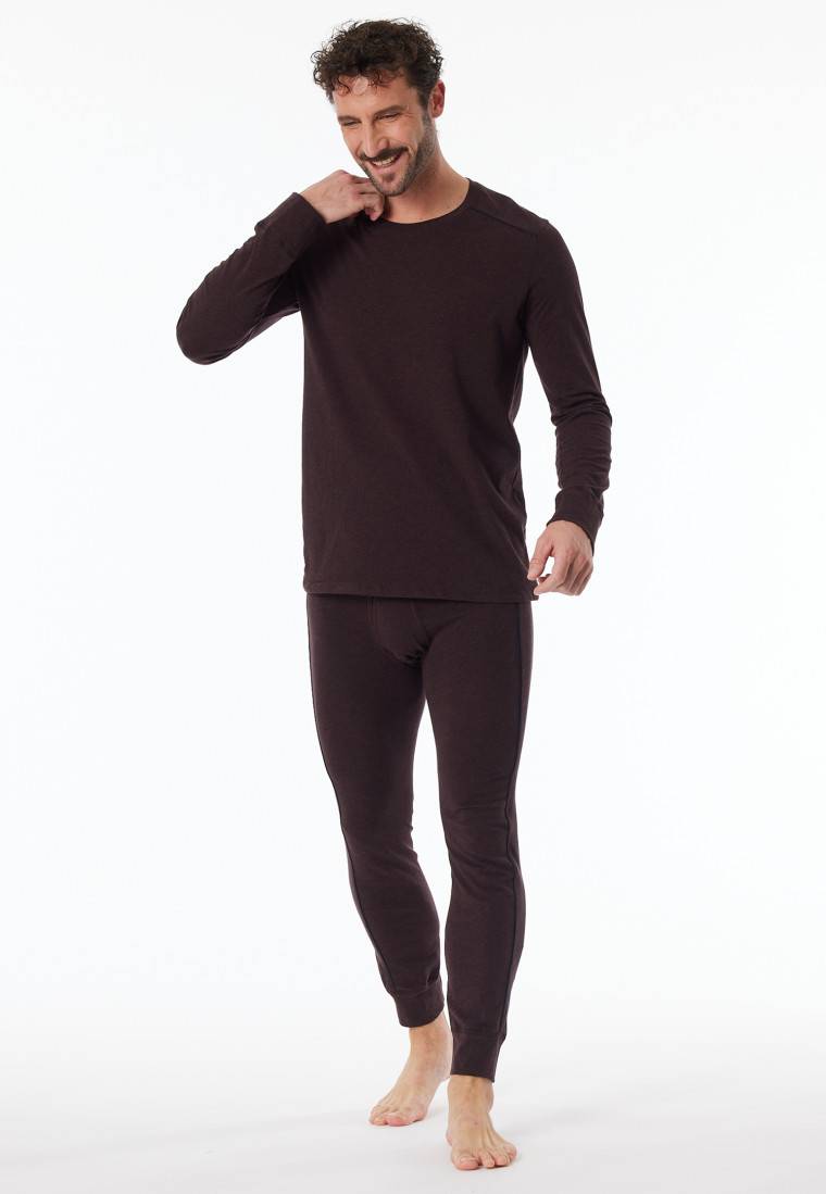 Schiesser Shirt langarm braun meliert - Comfort Fit