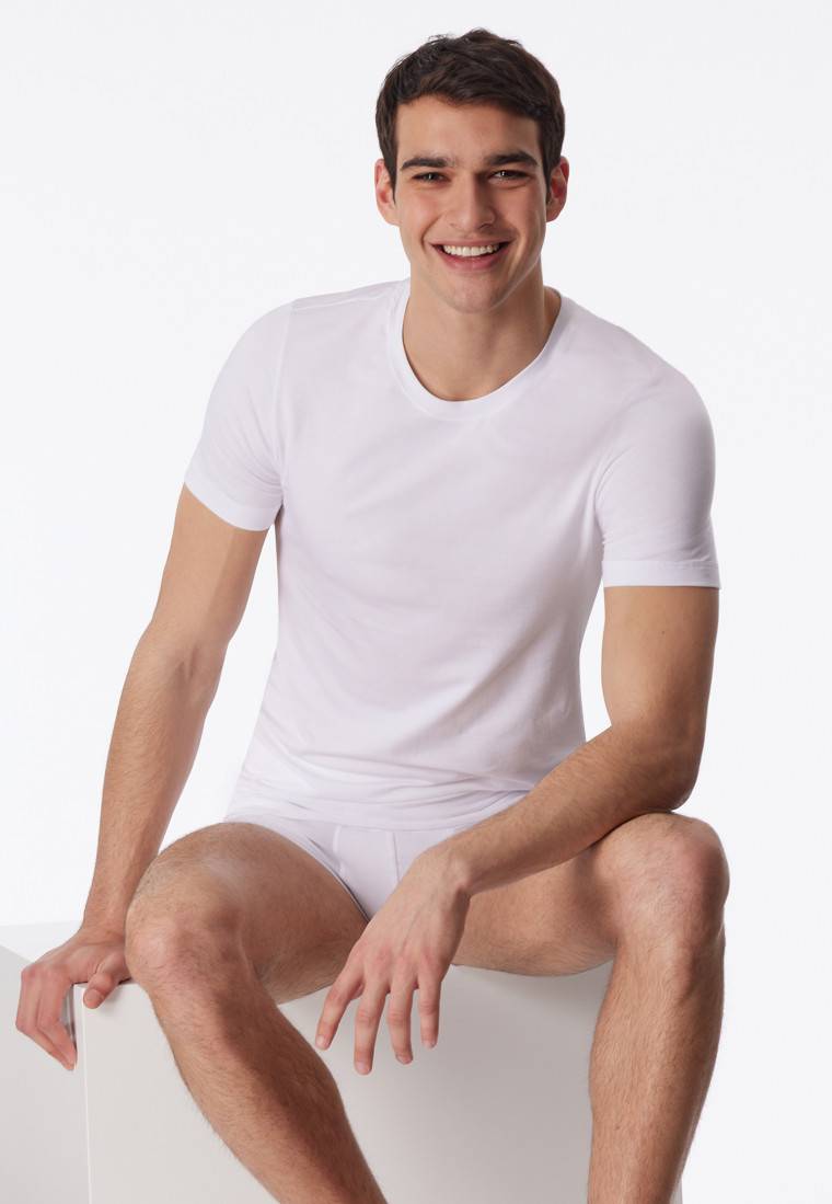 Schiesser Shirt kurzarm Jersey elastisch rundhals weiß - Long Life Soft