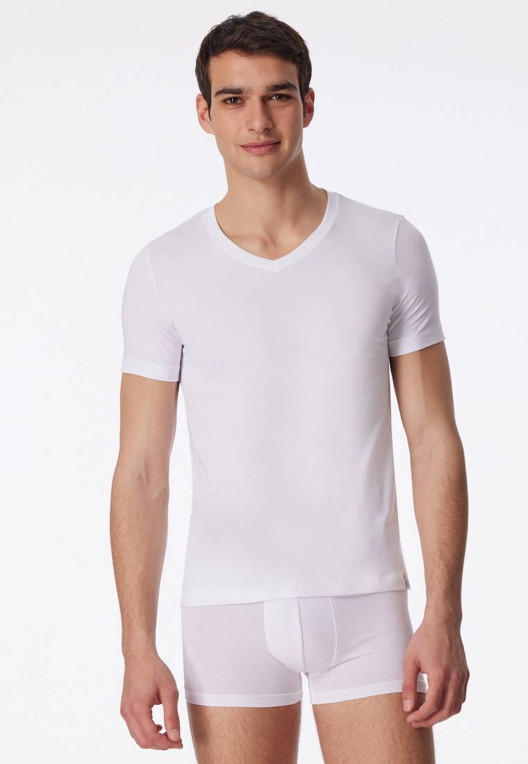 Schiesser Shirt kurzarm Jersey elastisch V-Ausschnitt weiß - Long Life Soft Clearance-Verkauf