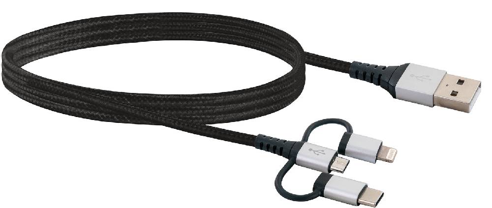Schwaiger 3in1-Kabel USB-C/Lightning/Micro-USB 1,5 m Black Friday
