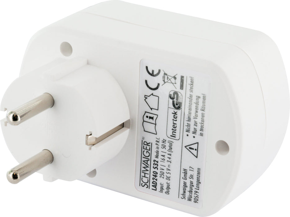 Schwaiger Ladegerät mit Steckdose + 2x USB-A Letzte 2 Tage