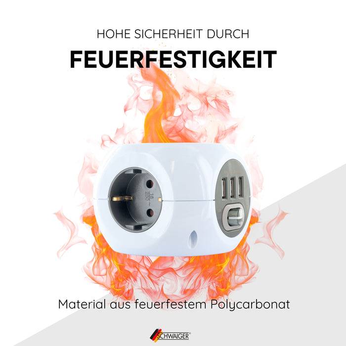 Schwaiger Steckdosenwürfel 3fach mit USB-A Buchsen Großer Ausverkauf