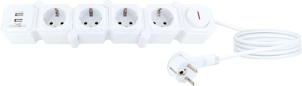 Schwaiger Flexible Steckdosenleiste 4 Steckdosen 2 USB-A Slots Online Shopping